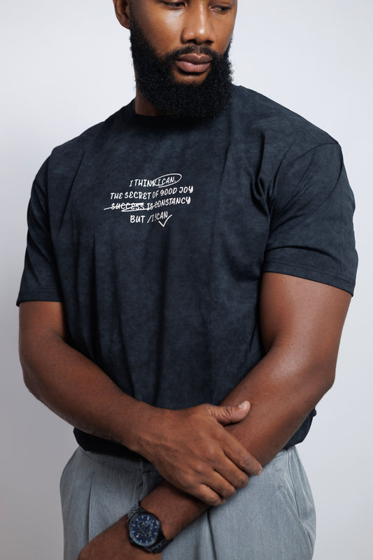 OOD Washed Slogan Tee in Black