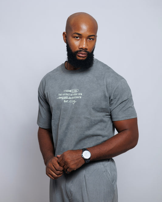 OOD Washed Slogan Tee in Charcoal Grey