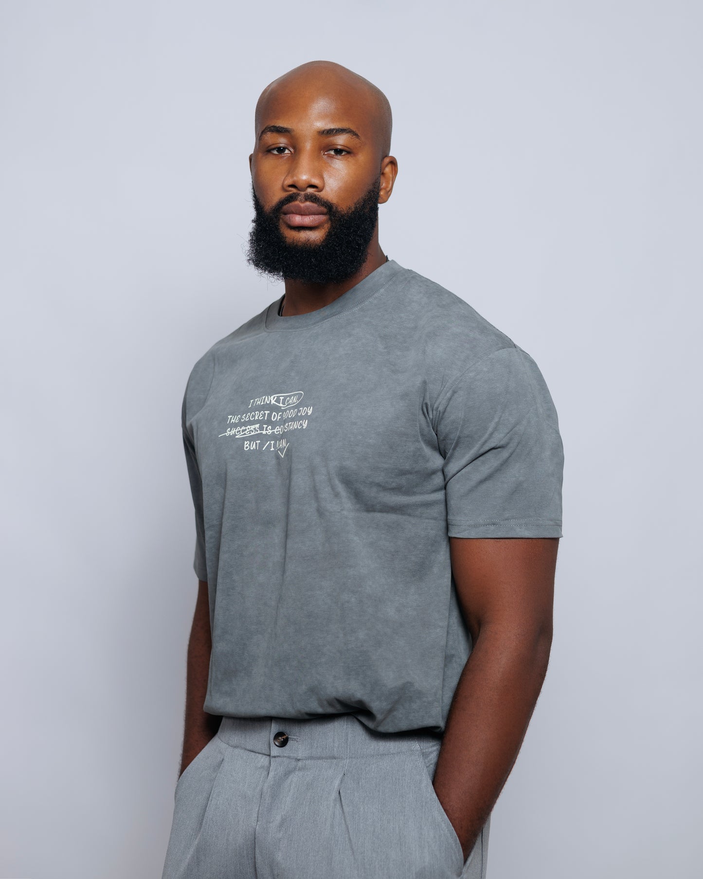OOD Washed Slogan Tee in Charcoal Grey