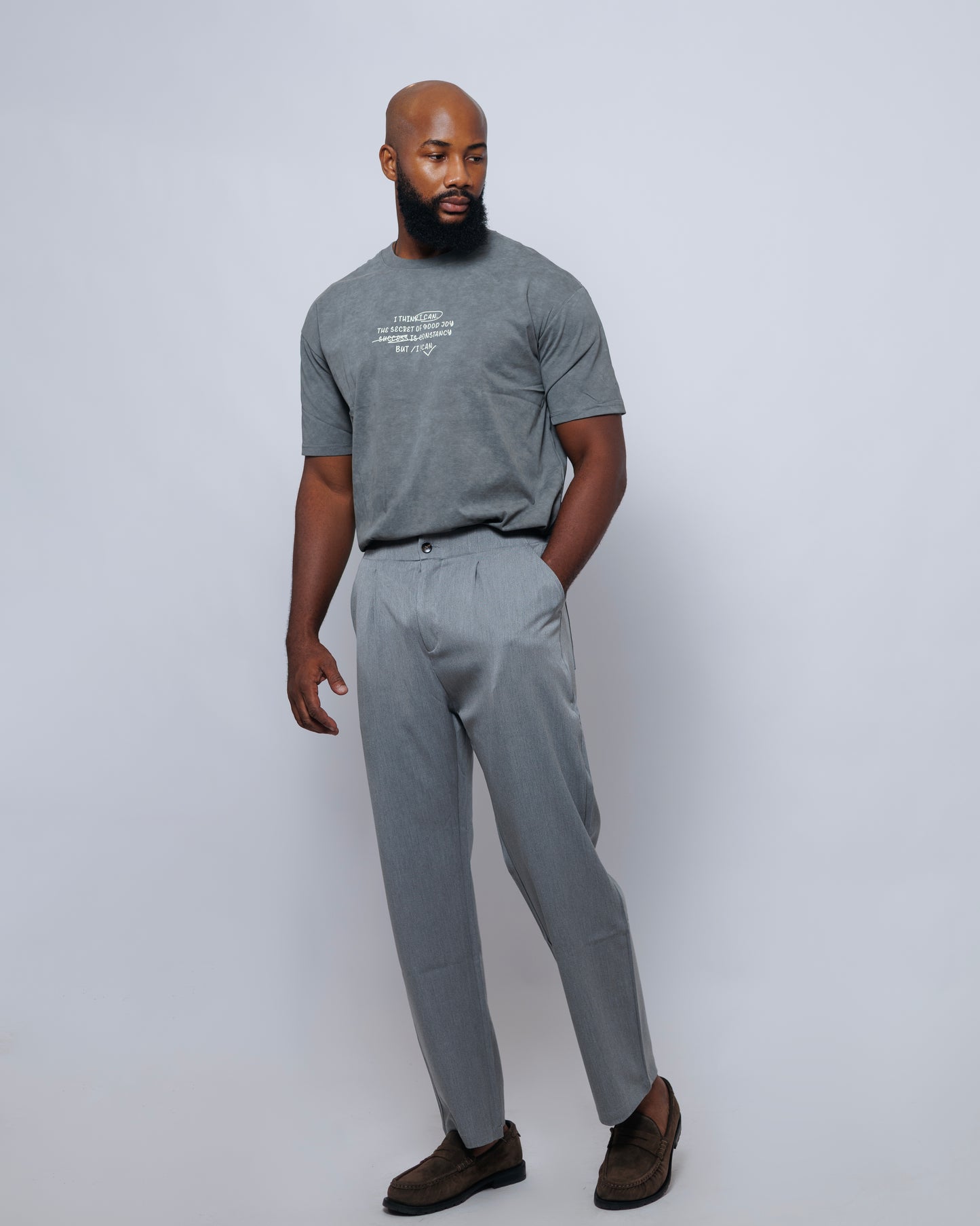 OOD Washed Slogan Tee in Charcoal Grey
