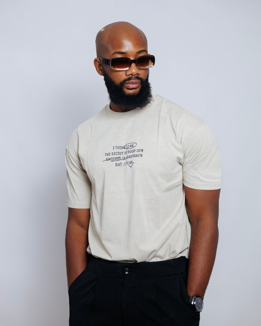 OOD Washed Slogan Tee in Ecru