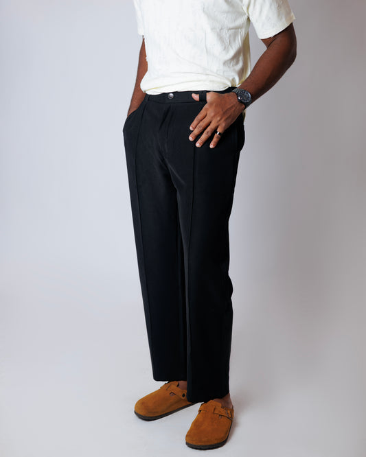 OOD Pleated Trousers in Jet Black