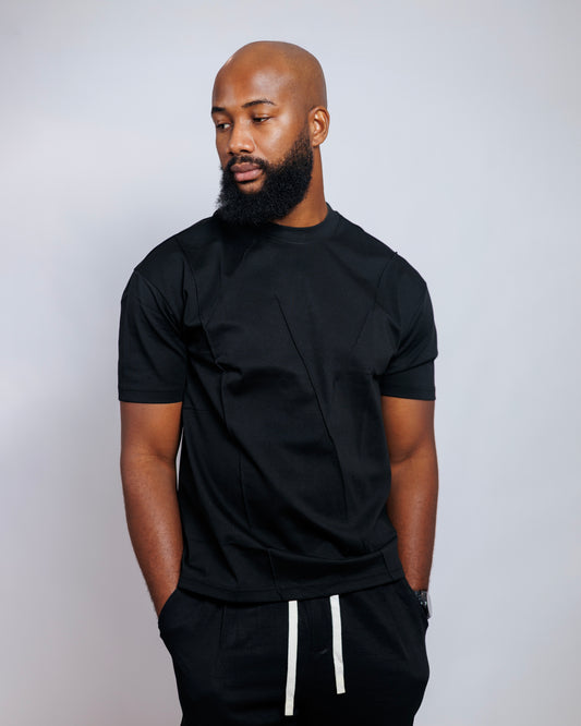 OOD Panel Detail Tee in Jet Black