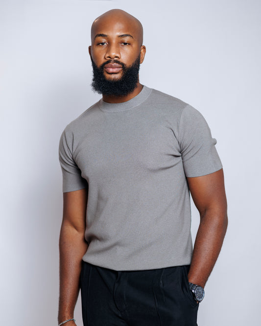 OOD Knit Crew Tee in Ash Grey
