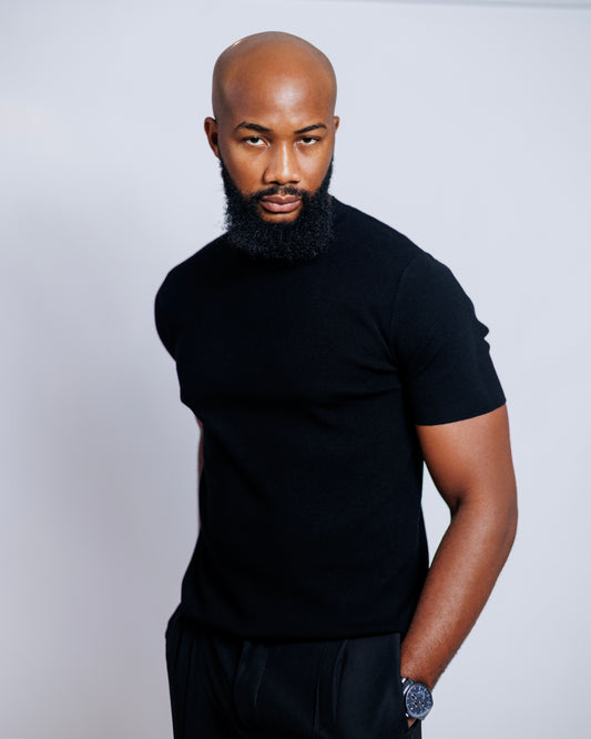 OOD Knit Crew Tee in Jet Black