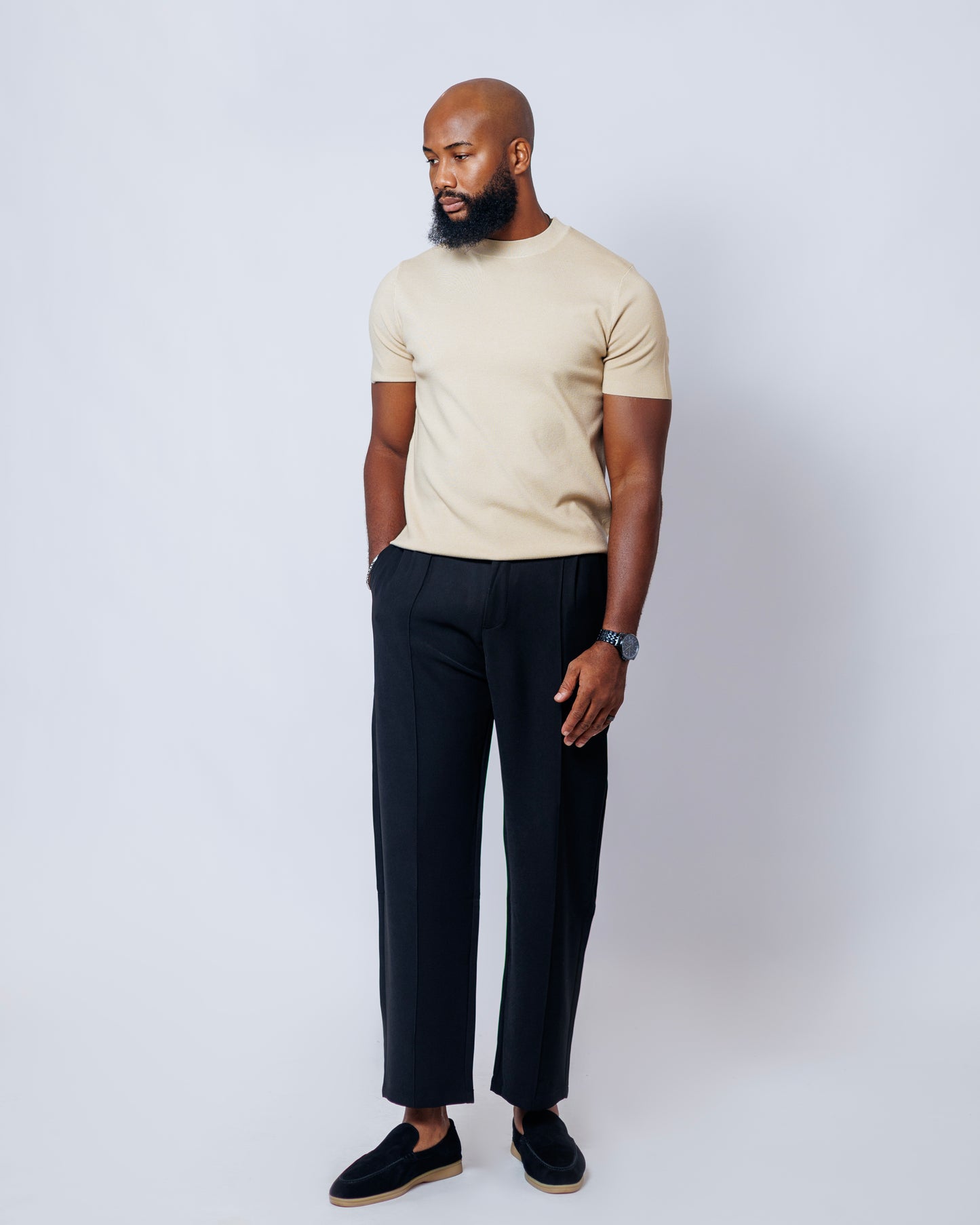 OOD Knit Crew Tee in Beige