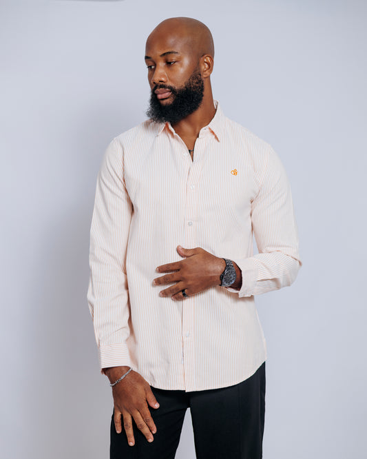 Old Eagle Pinstripe Shirt in Peach