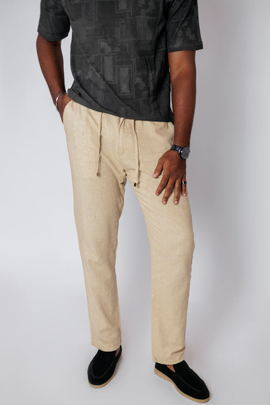 OOD Straight Cut Linen Trousers in Sandstone