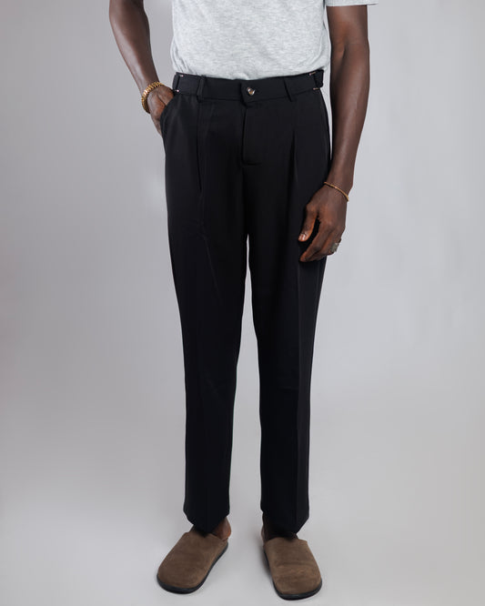 O' Bro Wide Leg Tailored Trousers in Black