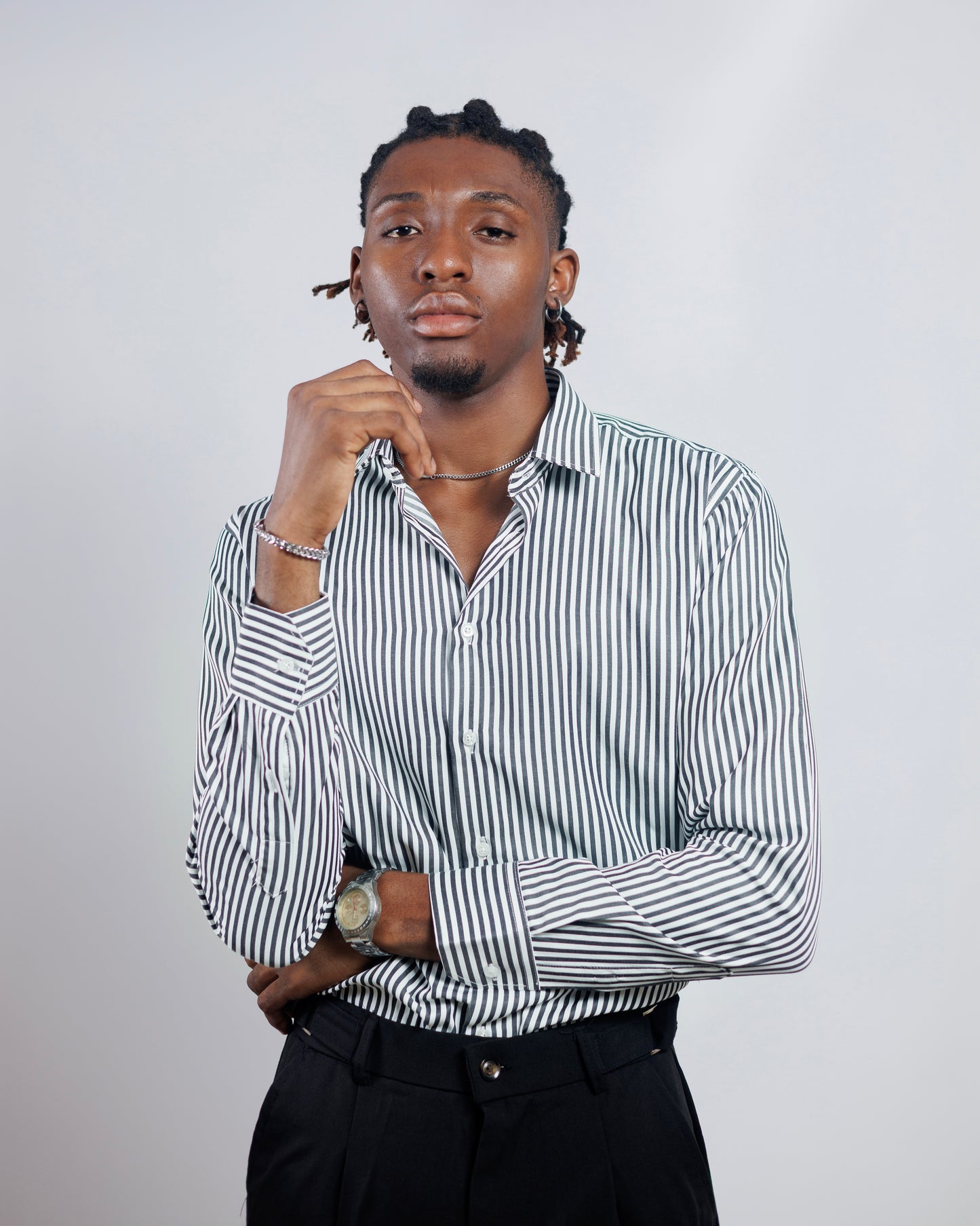 DNB Striped Slim fit Shirt in Black