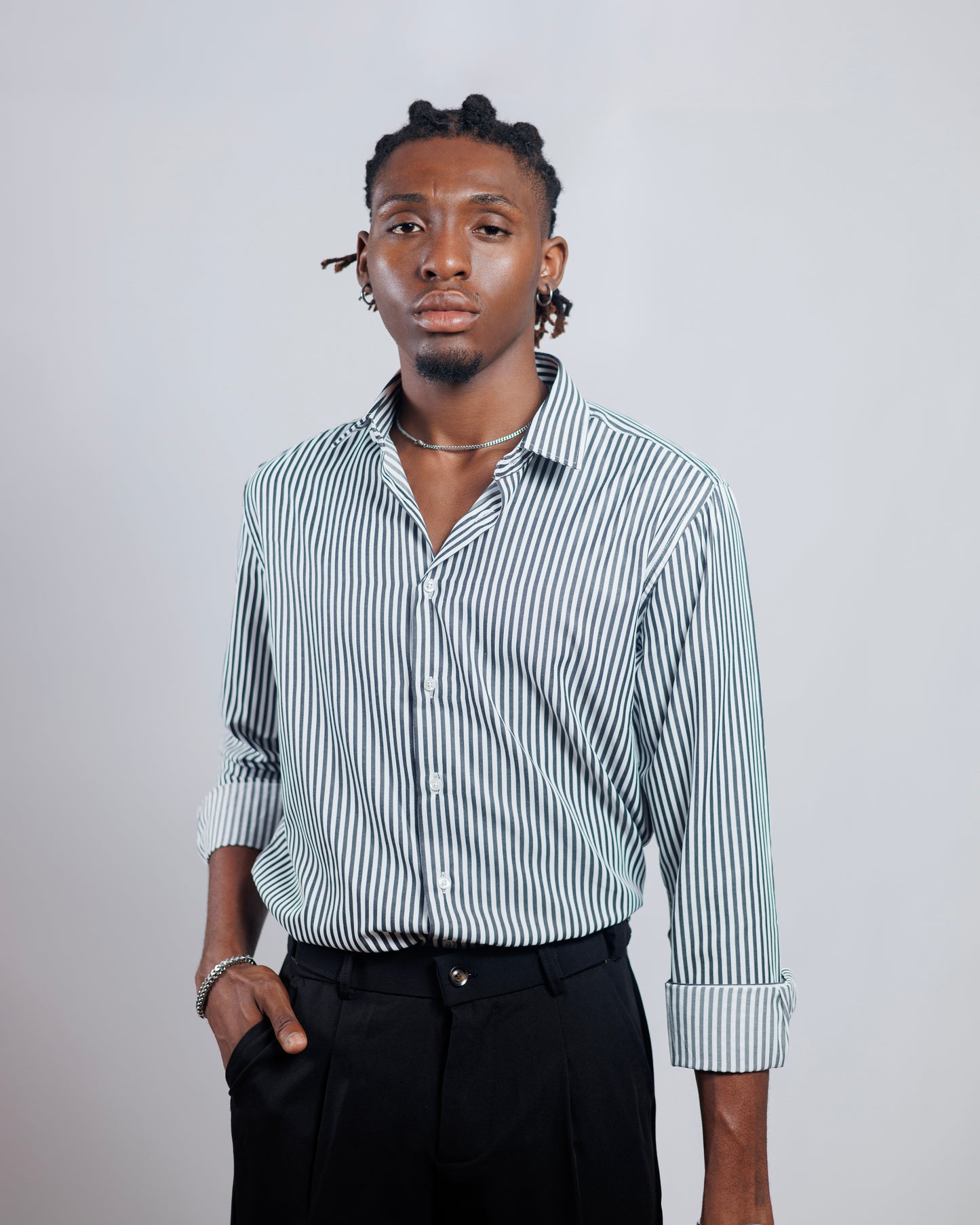 DNB Striped Slim fit Shirt in Black