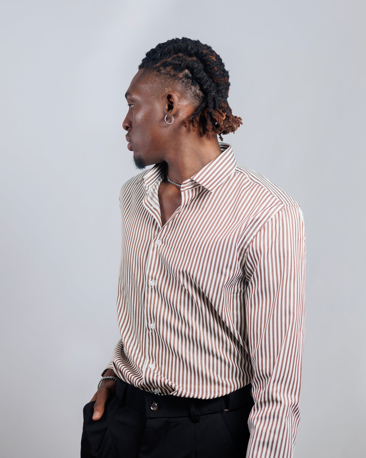 DNB Striped Slim fit Shirt in Brown