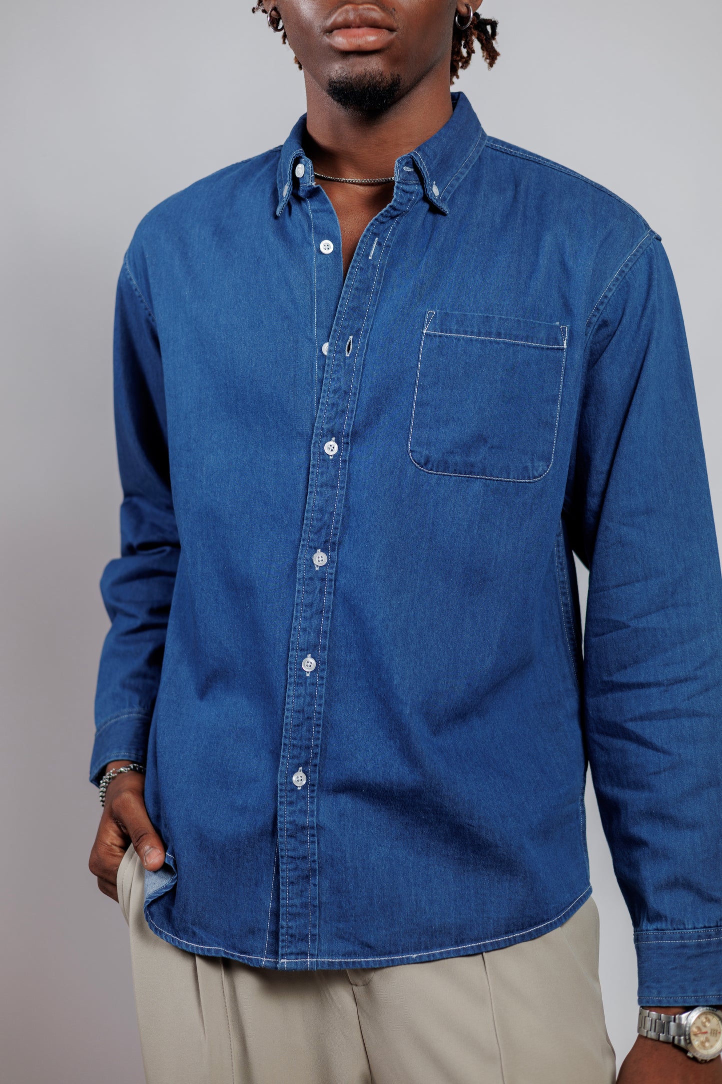 Ood Denim Shirt in Mid Wash